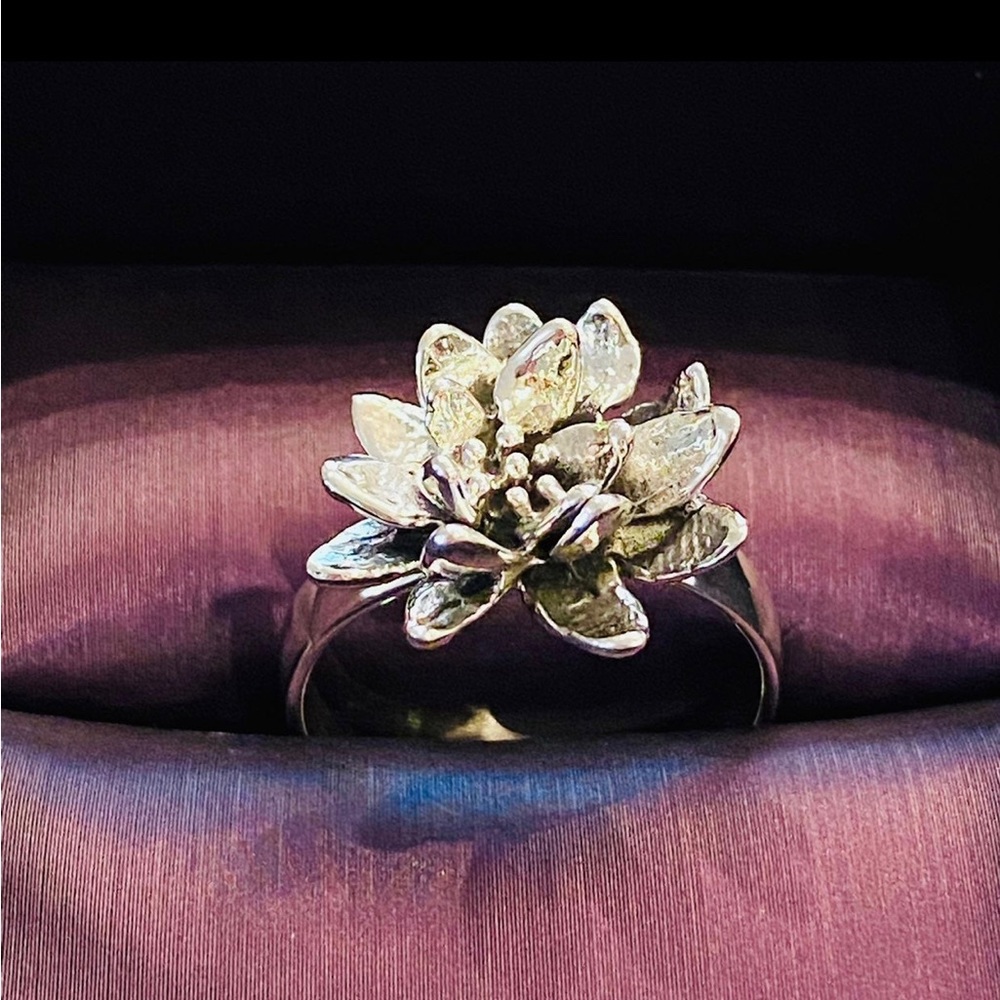 Solid 925 Sterling Silver Handcrafted 3d Flower R… - image 6